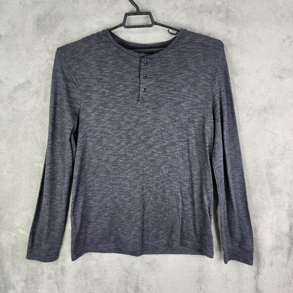 Mens Gray Marc Anthony Slim Fit Henley Shirt Long Sleeve Cotton Blend Size XL - Picture 2 of 8